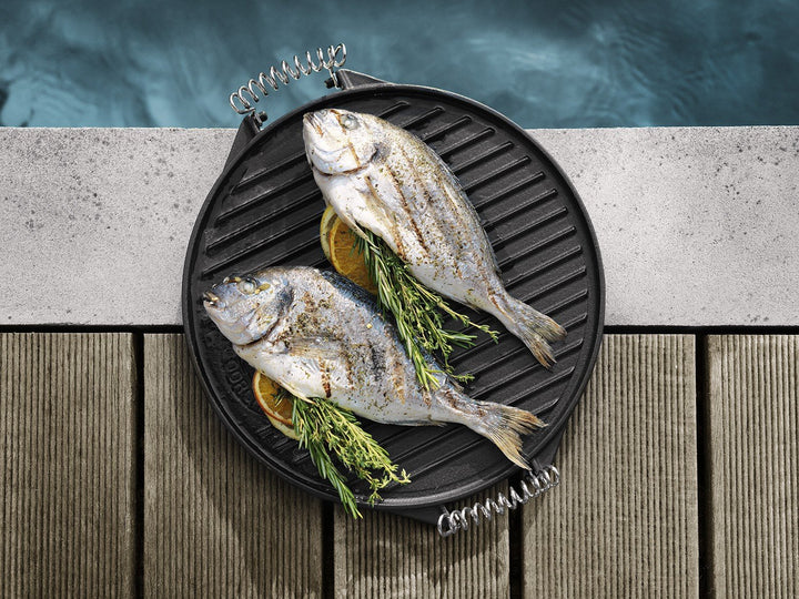 Gusseisengrillplatte rund Ø 39,5 cm beidseitig für Gasgrill - Bild 5