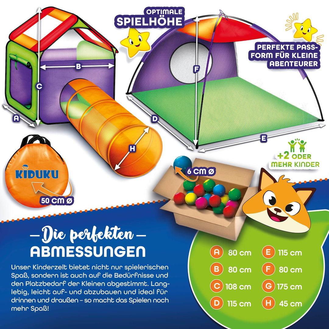 Bällebad Set 3-teilig mit Krabbeltunnel und 200 Bällen für Kinder - Bild 8