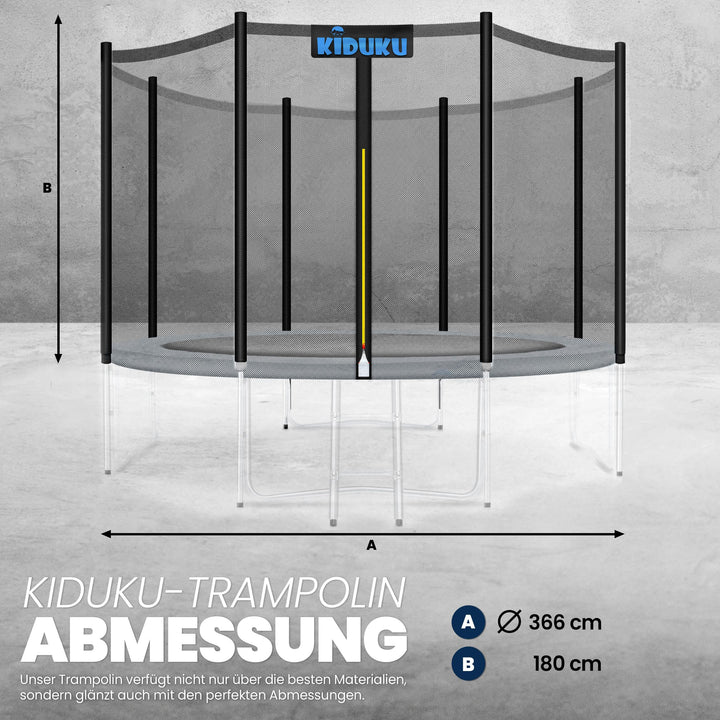 Trampolin Sicherheitsnetz 366 cm für 8 Stangen Polyethylen UV-beständig - Bild 5