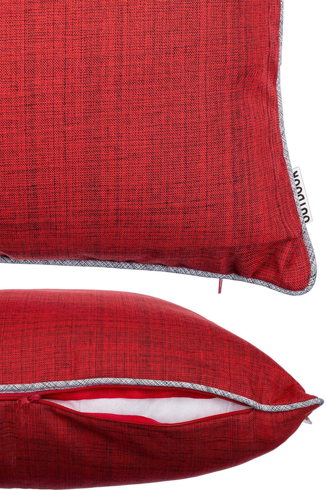 Outdoor-Kissen 2er Set 45x45 cm Leinenoptik wasserabweisend Rot - Bild 6