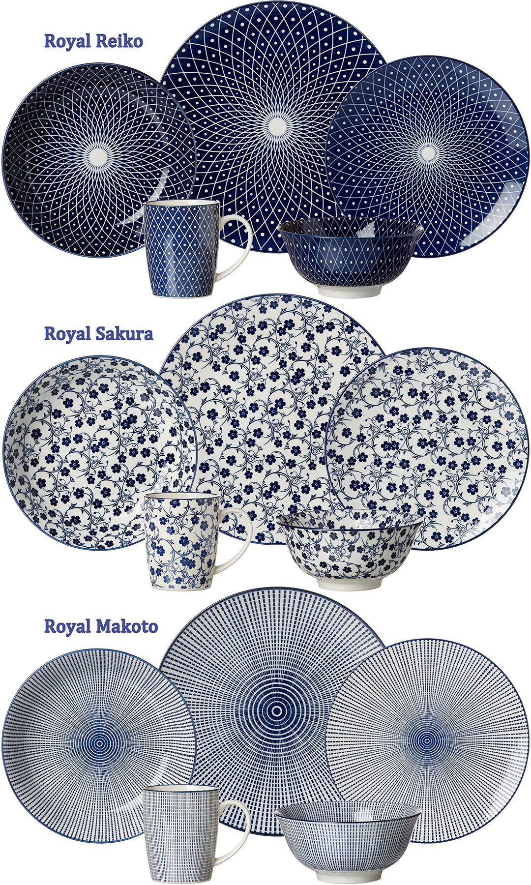 Kuchenteller-Set Porzellan Blau-Weiss Sakura 4-teilig 21,5 cm - Bild 4