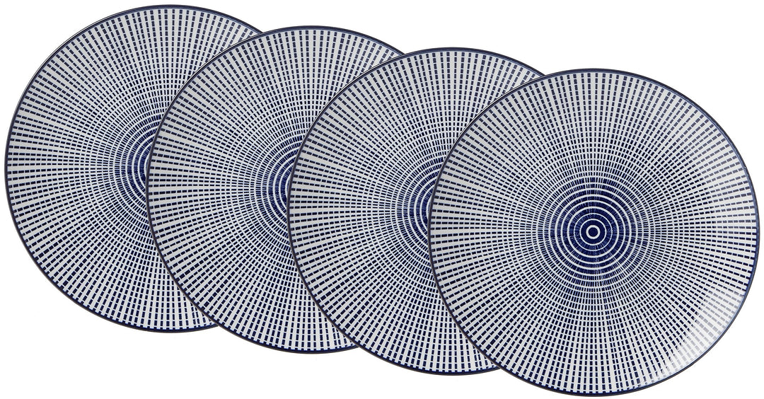 Speiseteller Set Porzellan 4-teilig Blau-Weiss 26,5 cm Royal Makoto