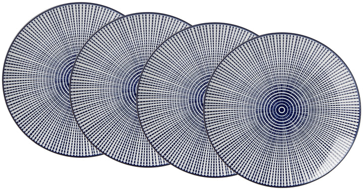 Speiseteller Set Porzellan 4-teilig Blau-Weiss 26,5 cm Royal Makoto