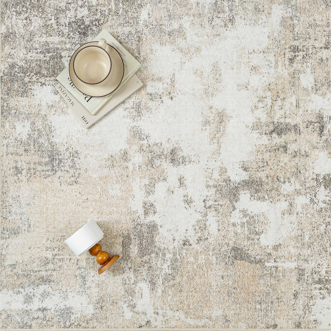 Kurzflor Teppich Kunstwolle 200x300 cm rutschfest waschbar Beige - Bild 8