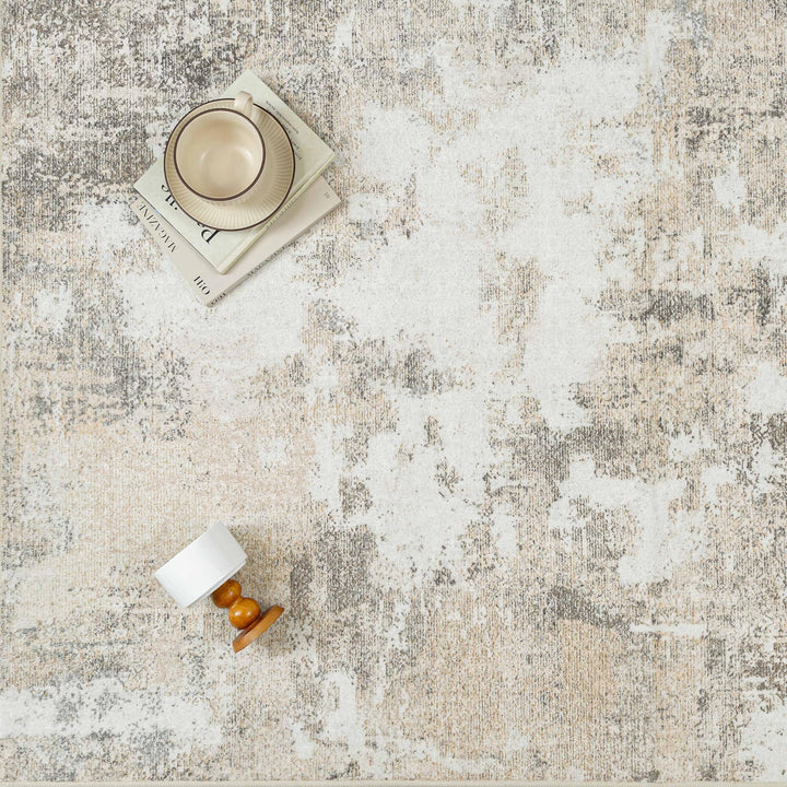 Kurzflor Teppich Kunstwolle 200x300 cm rutschfest waschbar Beige - Bild 8