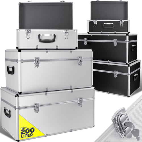 Alubox 3er-Set stapelbar 27L / 67L / 100L mit Schloss