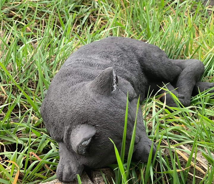 Katzenfigur schlafend Steinguss schwarz frostfest 38 cm Gartendeko - Bild 6
