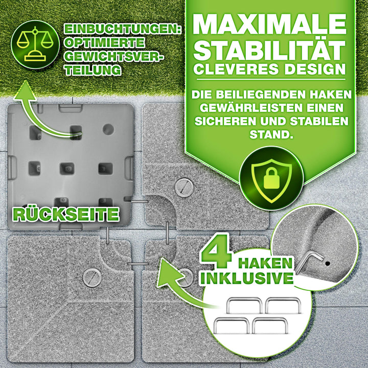 Sonnenschirmständer 4-teilig Granit-Grau 90L/120kg für Ampelschirme - Bild 5