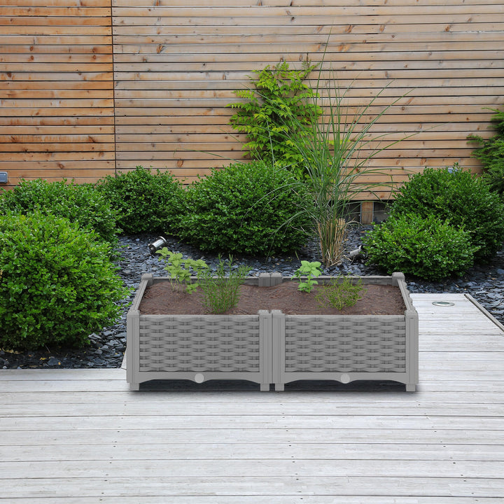 Pflanzkübel Rattan-Optik Selbstbewässerung 80x40cm grau Balkon - Bild 2