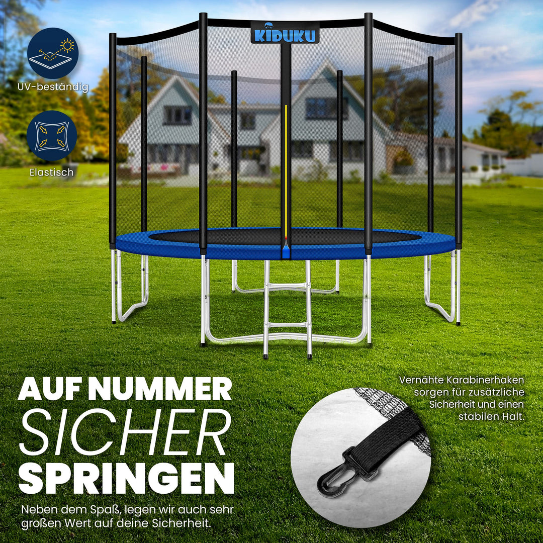 Trampolin Sicherheitsnetz 366 cm für 8 Stangen Polyethylen UV-beständig - Bild 3
