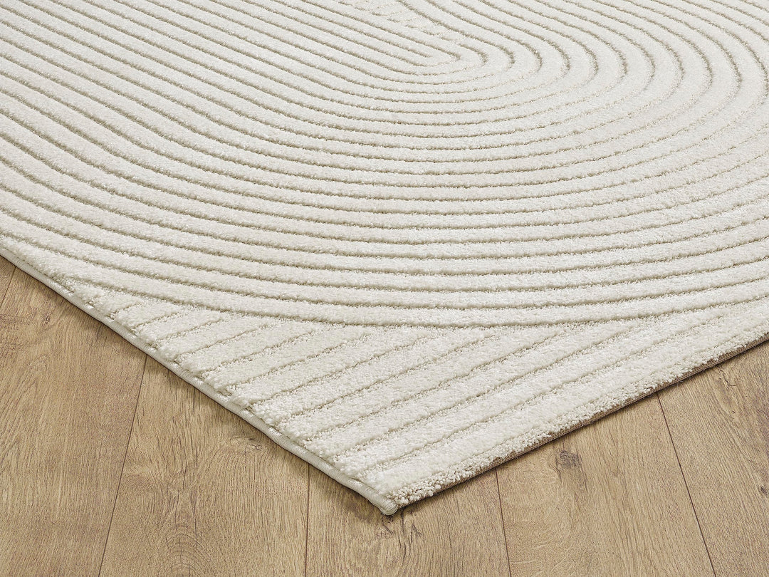 Kurzflor Teppich Hoch-Tief-Struktur 3D-Effekt Creme 200x290 cm - Bild 6