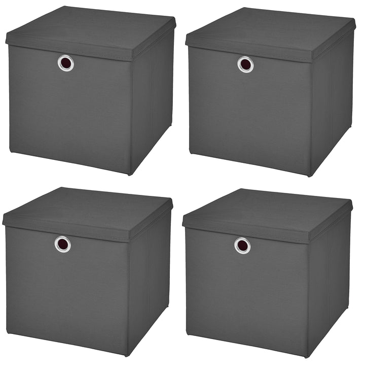 Faltbox mit Deckel Dunkelgrau 28x28x28 cm 22 L 4er-Set Polyester