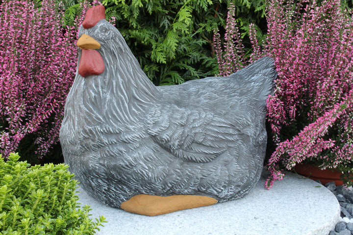 Gartenfigur Hahn &amp; Huhn 2er Set Steinguss Basaltgrau frostfest - Bild 5