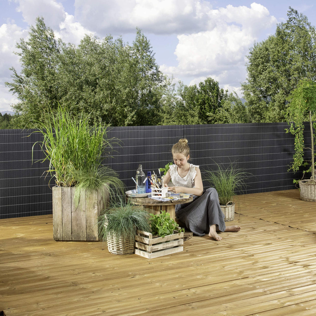 Sichtschutzmatte PVC 1x3m Anthrazit Balkon Garten Terrasse - Bild 4