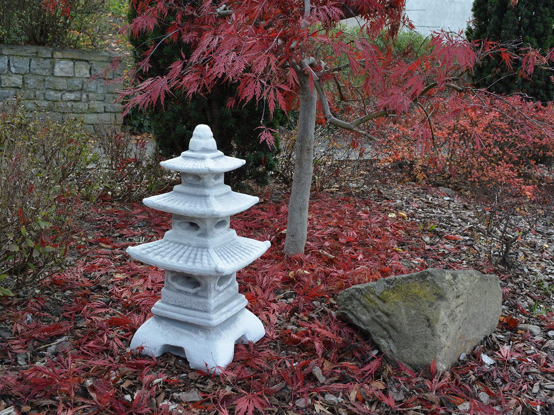 Japanische Steinlaterne Pagode Steinguss 47 cm frostsicher Grau - Bild 3