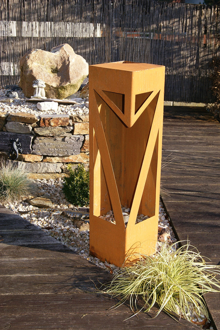 Feuersäule Edelrost Metall für Brenngel &amp; Bioethanol 25x25x100cm - Bild 2
