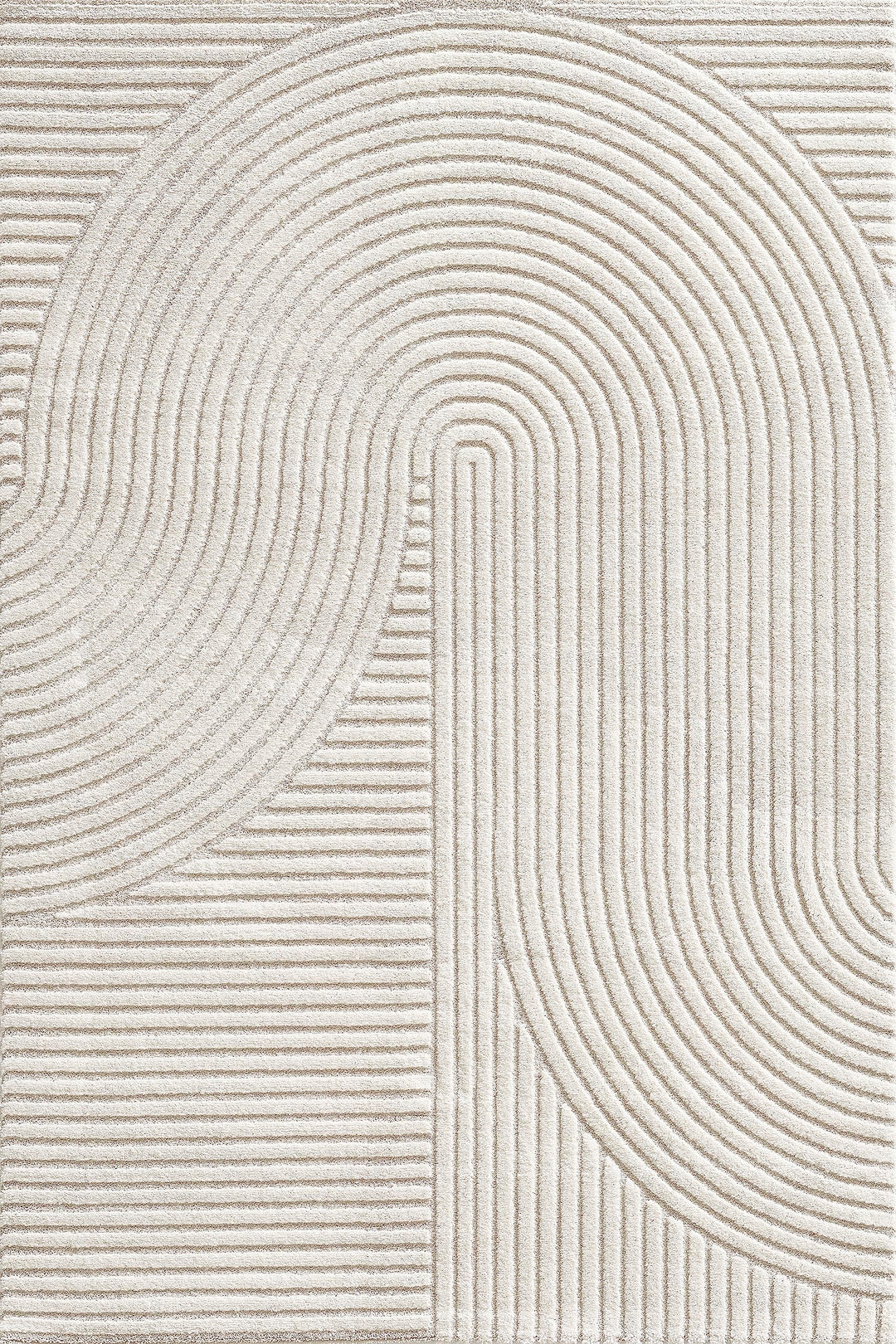 Kurzflor Teppich Hoch-Tief-Struktur 3D-Effekt Creme 140x200 cm - Bild 2