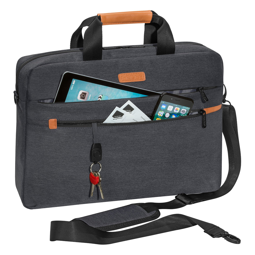 Laptoptasche 15,6 Zoll Umhängetasche mit Schultergurt und Maus, Grau - Bild 6