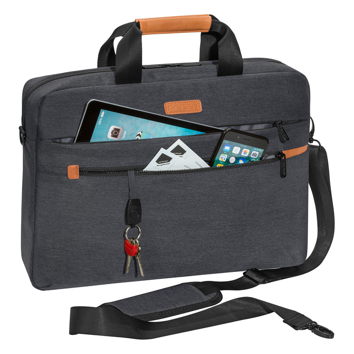 Laptoptasche 15,6 Zoll Umhängetasche mit Schultergurt und Maus, Grau - Bild 6