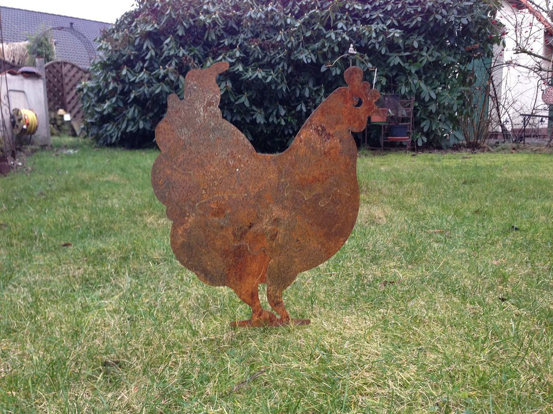 Gartenstecker Huhn Edelrost Metall 40 cm Beetdeko Rostoptik - Bild 6