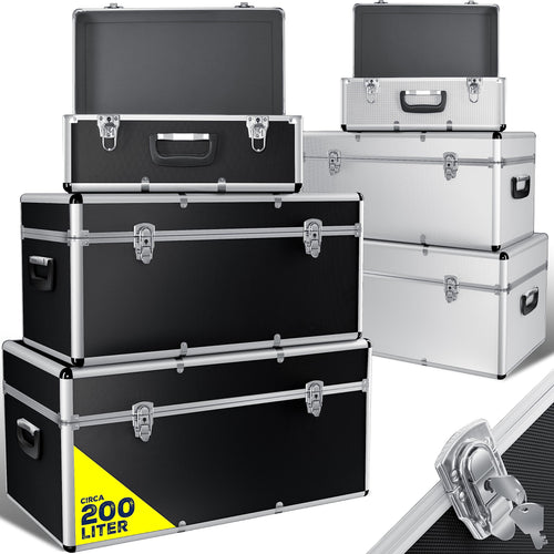 Aluminium Transportboxen 3er-Set 27L/67L/100L stapelbar schwarz