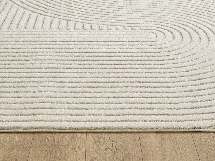 Kurzflor Teppich Hoch-Tief-Struktur 3D-Effekt Creme 140x200 cm - Bild 8