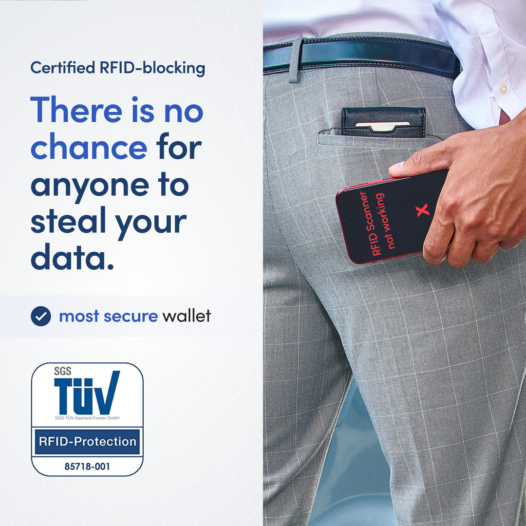 Slim Wallet Herren mit RFID-Schutz und Geldklammer, 11 Kartenfächer - Bild 4